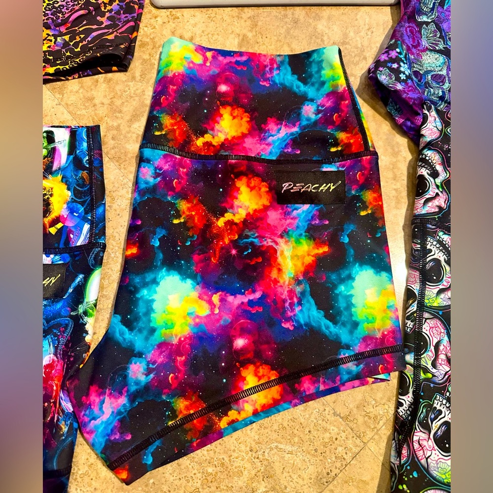 Peachy Athletic Rainbow Galaxy Shorts